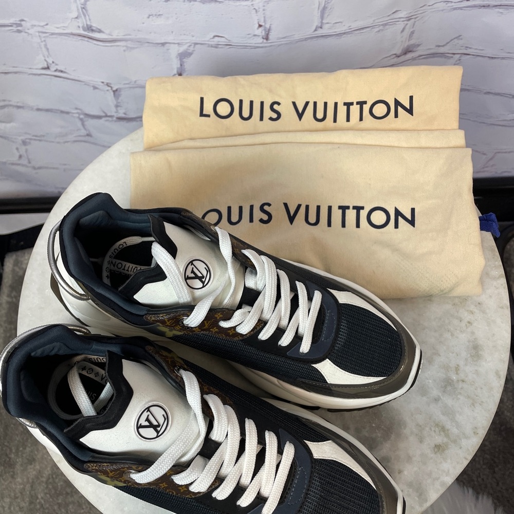 Louis Vuitton Black, White & Brown Women's Runner Sneakers - Picture 2 of 15